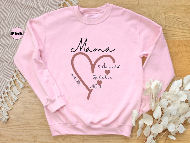 Custom Mom Sweatshirt With Date With Children Names, Cute Mommy Outfit Gift