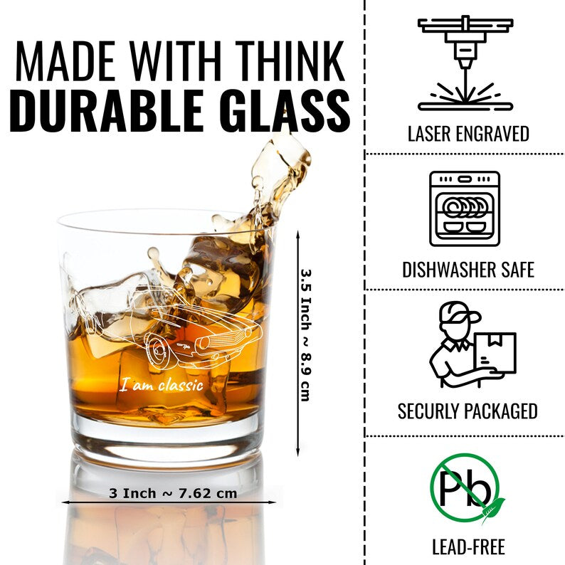 Custom Photo Car Line Art Whiskey Glass