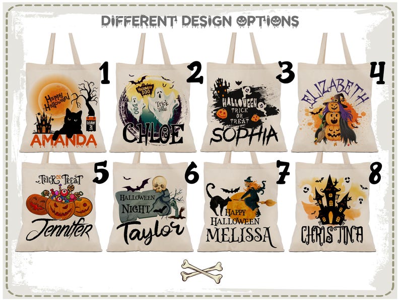 Personalized Halloween Tote Bag, Trick Or Treat Tote Bag - Halloween Bags for Kids