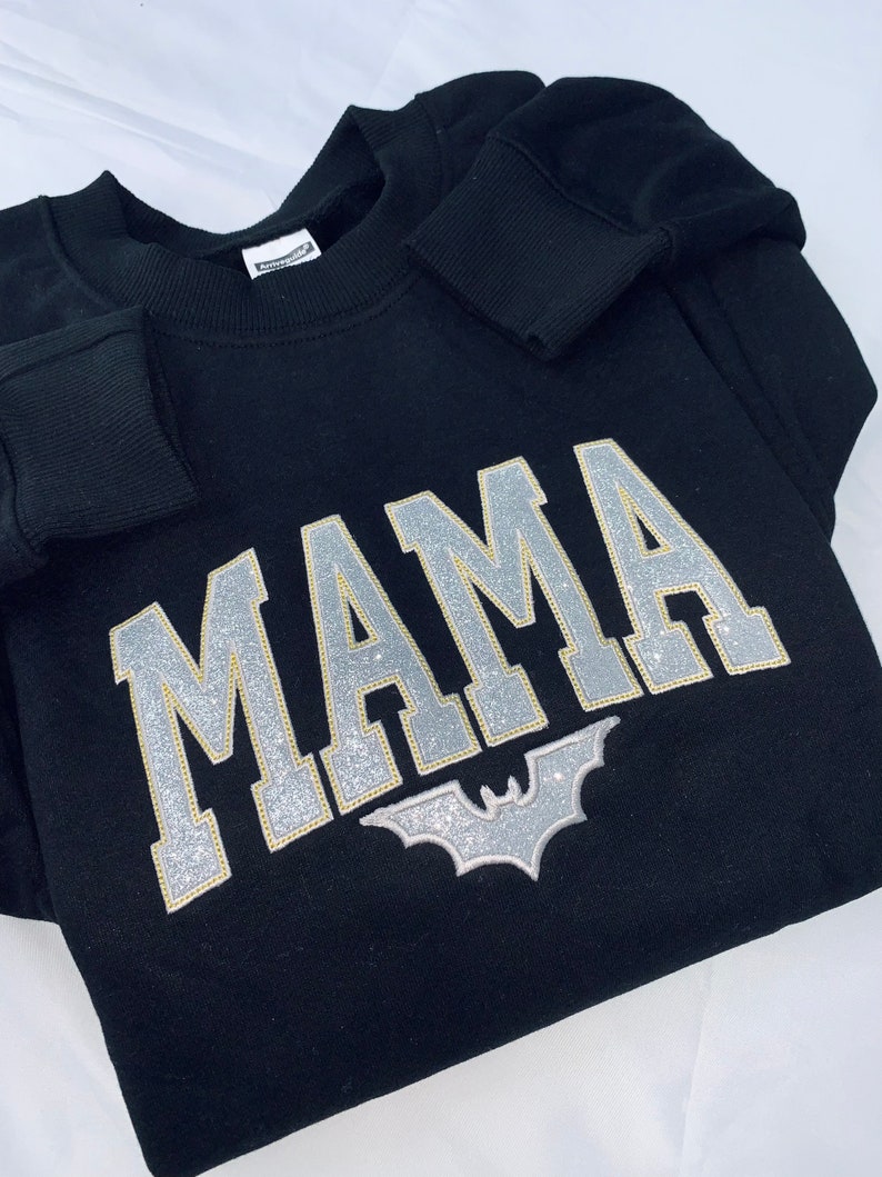 Custom Glitter Halloween Applique Embroidered Mama Sweatshirt