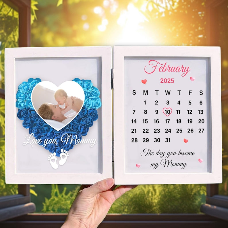 Custom Photo And The Day You Became My Mom Flowers Shadow Box Frame