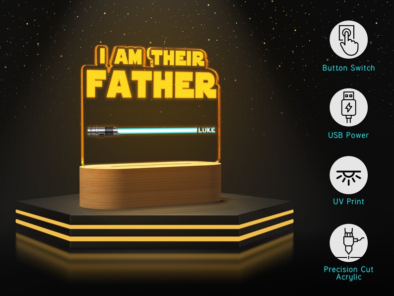 I Am Their Father, Fathers Day Gifts, Personalized Gifts for Dad, Night Light w/ Kids Names