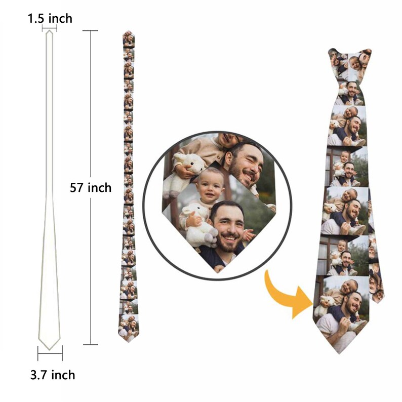 Custom Photo Ties for Dad/Him,Party Necktie,Men's Ties,Father's Day Tie