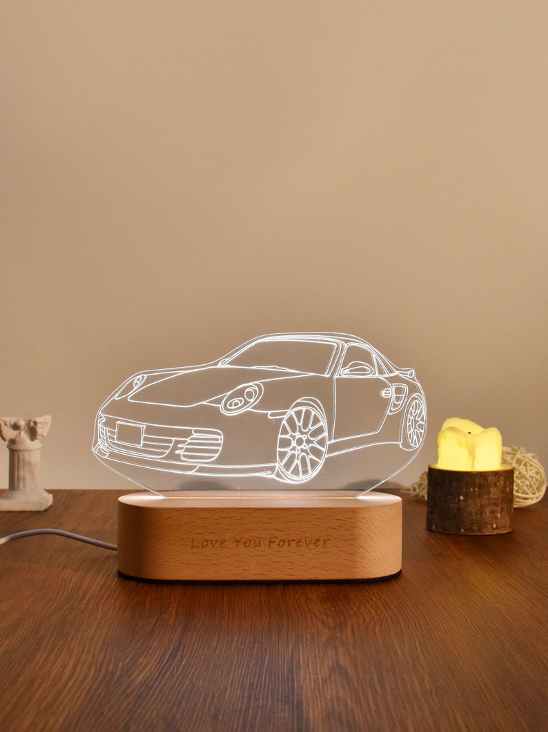 Custom 3D Car Sketch Night Light, Acrylic LED Night Light