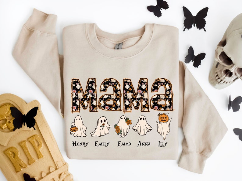 Personalized Halloween Mama Sweatshirt,Spooky Mama Shirt,Gift for Mom, Spooky Mom Sweatshirt