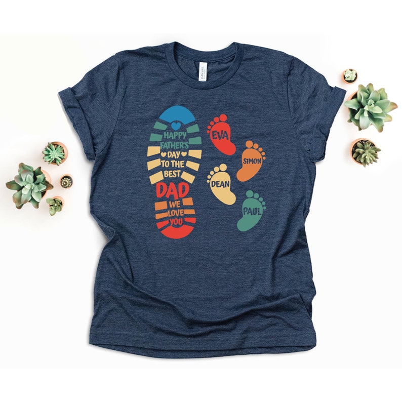 Personalized Dad And Kids Footprints Names Shirt, Dad and Kids Footprints Shirt