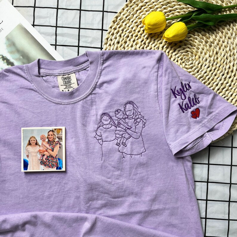 Embroidered Photo Shirt, Portrait From Photo Shirt, Personalized Dad Shirt