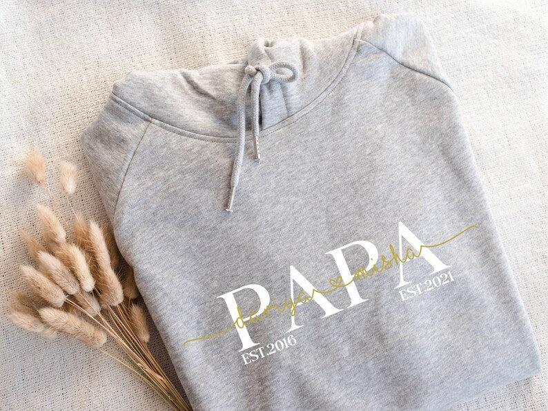 Personalized Papa sweatshirt, Sweatshirt with child's name, Gift For Dad