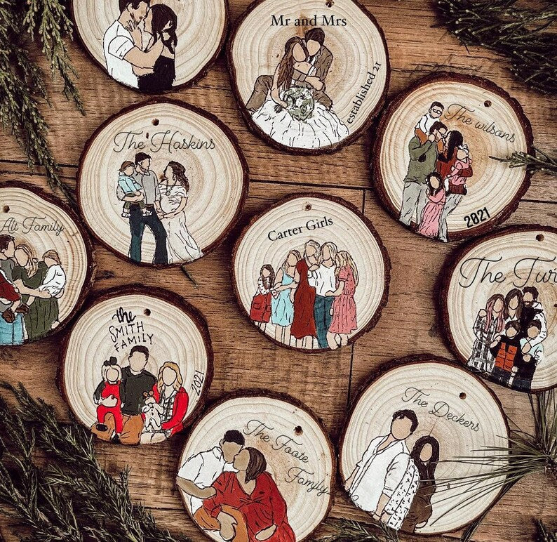 Personalized Family Portrait Christmas Ornament Gift