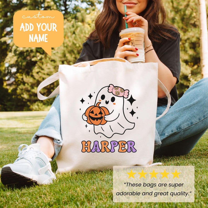 Personalized Trick or Treat Bag Halloween Bag, Halloween Tote for Kids