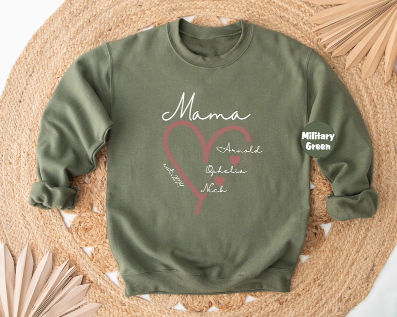 Custom Mom Sweatshirt With Date With Children Names, Cute Mommy Outfit Gift