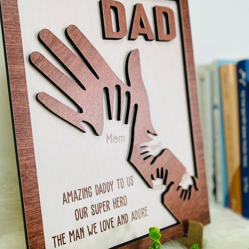 Personalized Strong Arms Fathers Day, Custom Grandpa Wooden Sign