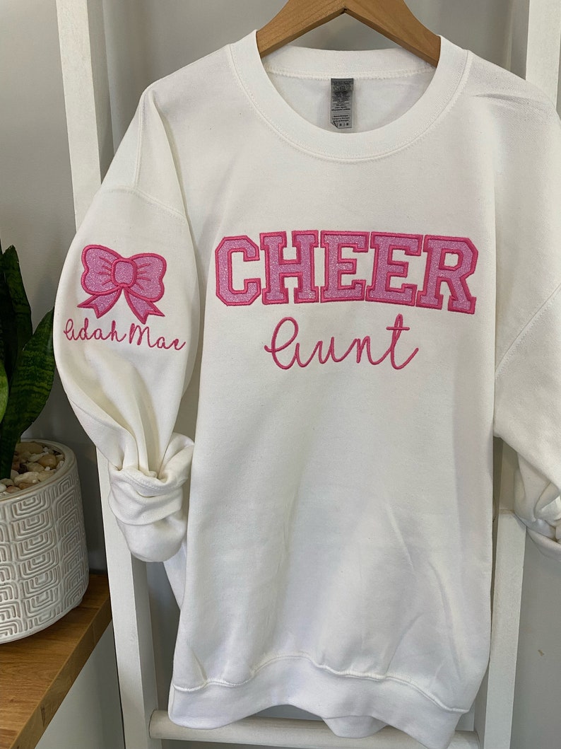 Personalized Embroidered Cheer Mom Glitter Sweatshirt