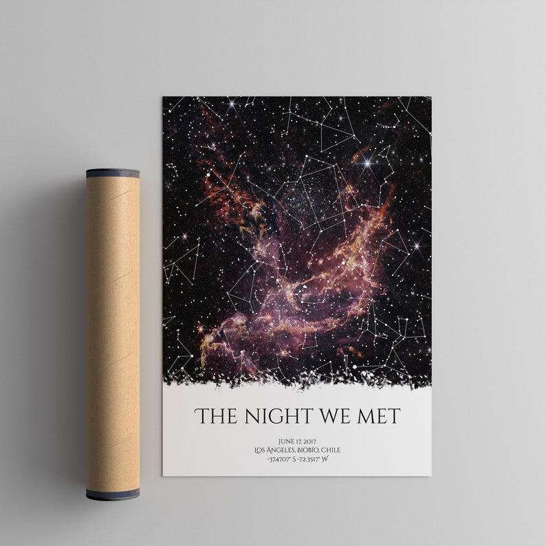 Custom Star Night Sky Print Map - Unique Romantic Gift for Him or Her