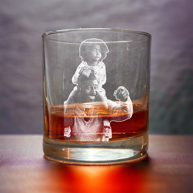 Engraved Personalized Famliy Photo Whiskey Glass