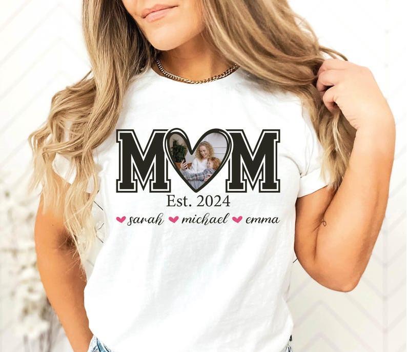 Custom Mom Photo Shirt with Kids Names