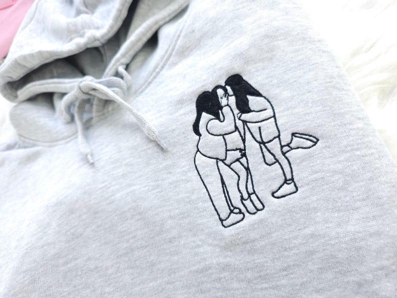 Custom Outline Embroidered Photo Portrait Hoodie