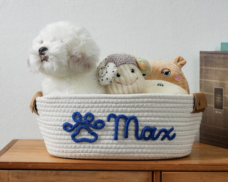 Custom Pet Toy Baseket, Personalized Puppy Basket, Pet Name Gift Toy