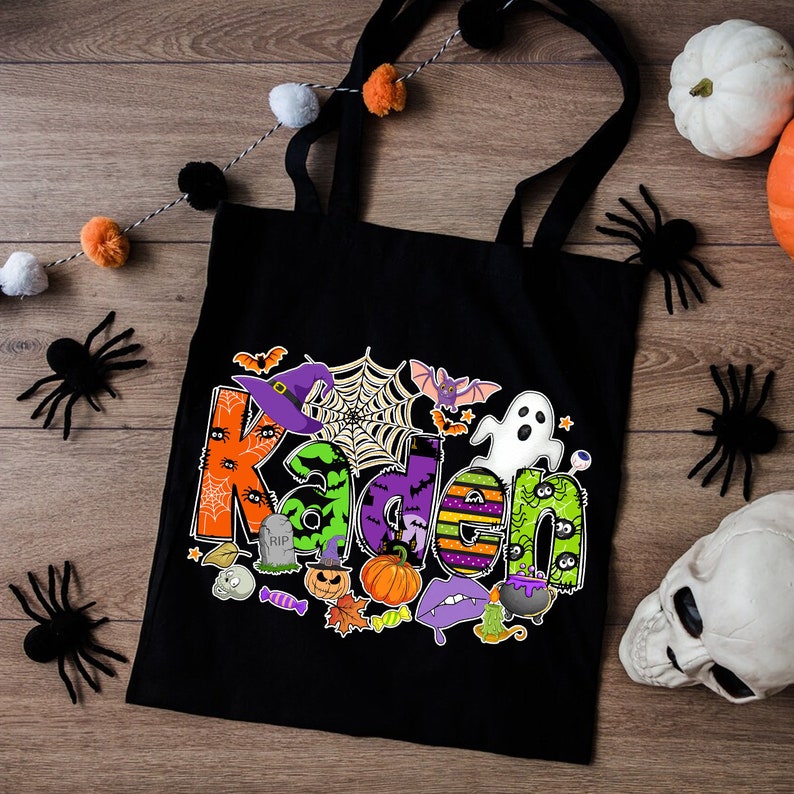 Customized Halloween Name Trick or Treat Bag, Halloween Treat Bags for Kids