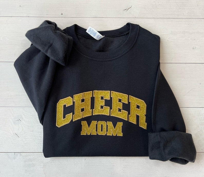 Custom Embroidered Glitter Cheer Mom Shirt