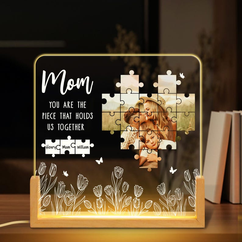 Custom Personalized Photo Piece Night Light Plaque,Mother's Day Gifts