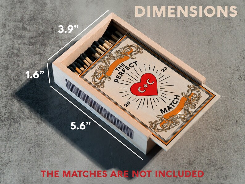 Personalized Couples Matchbox Wood, Gifts for Couple, Custom Wood Matchbox for Couples