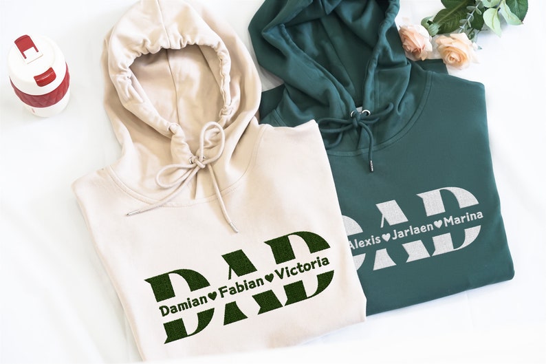 Custom DAD Embroidery Sweatshirt With Kids Name, Personalized DAD Hoodie, Father's Day Gift, Gift For Dad