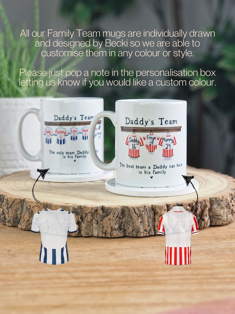 Personalised Mug for Him, Dads Football Team Mug, Birthday Gift for Daddy, Football Dad Gifts