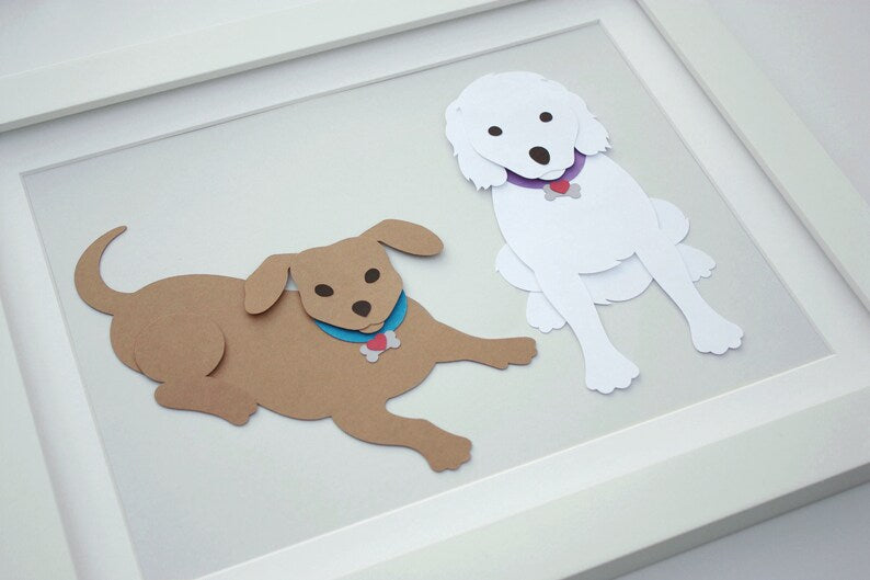 Custom Paper Pet Portrait, Birthday Gift, Cut Paper Art