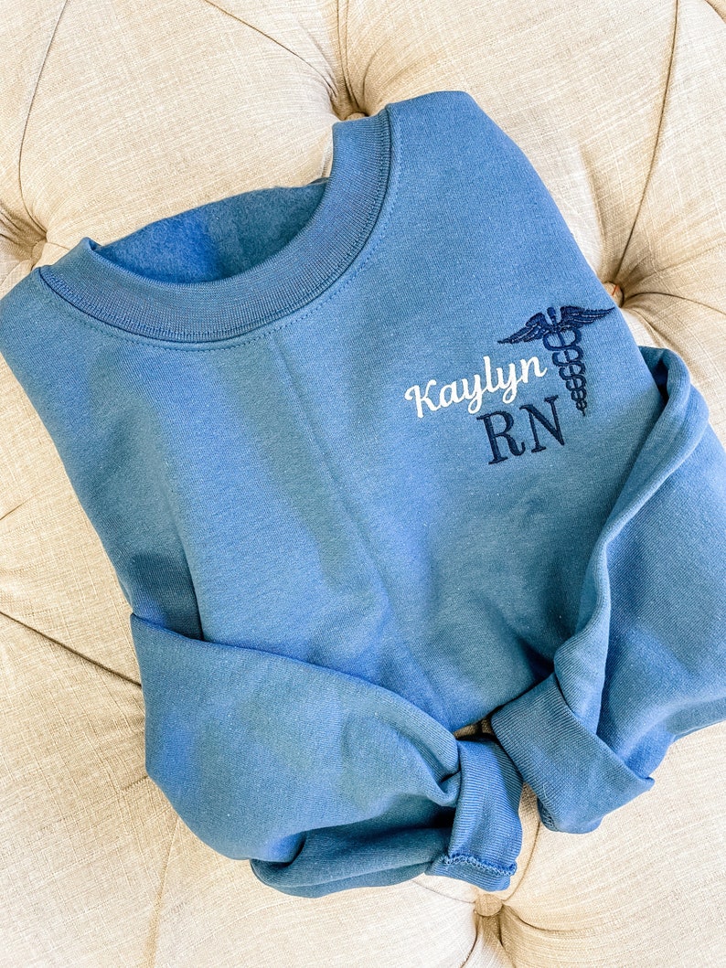 Personalized Nurse Rn, Cna ,Bsn, Rrt Pullover Embroidery Sweatshirt