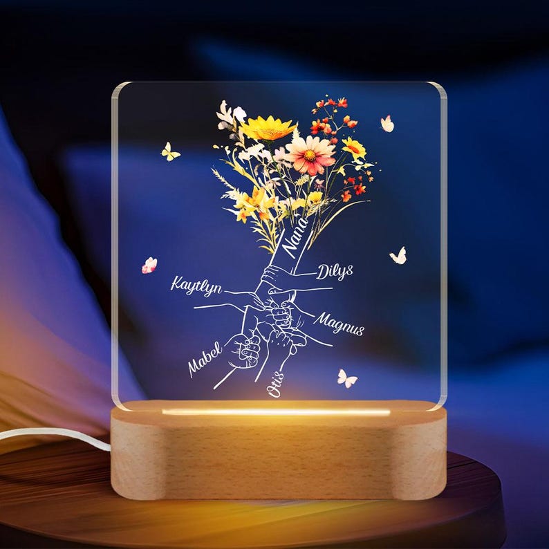 Custom Grandma/Mother Holding Hands LED Night Light,Mother's Day Gift