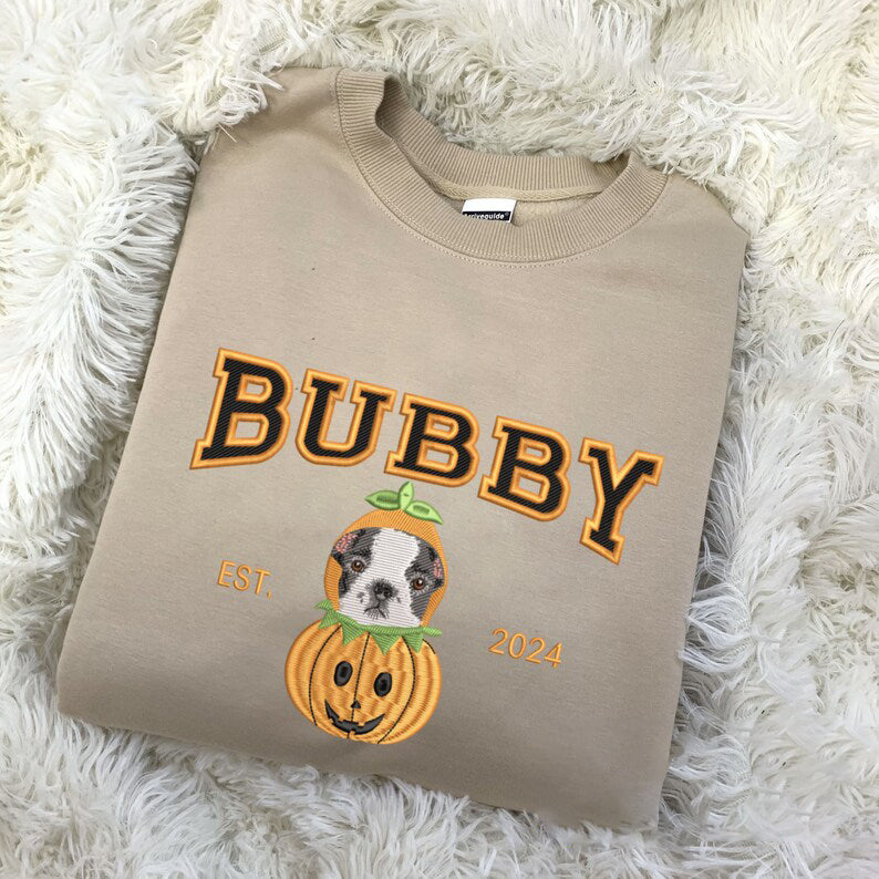 Custom Pet Name Halloween Embroidered Sweatshirt