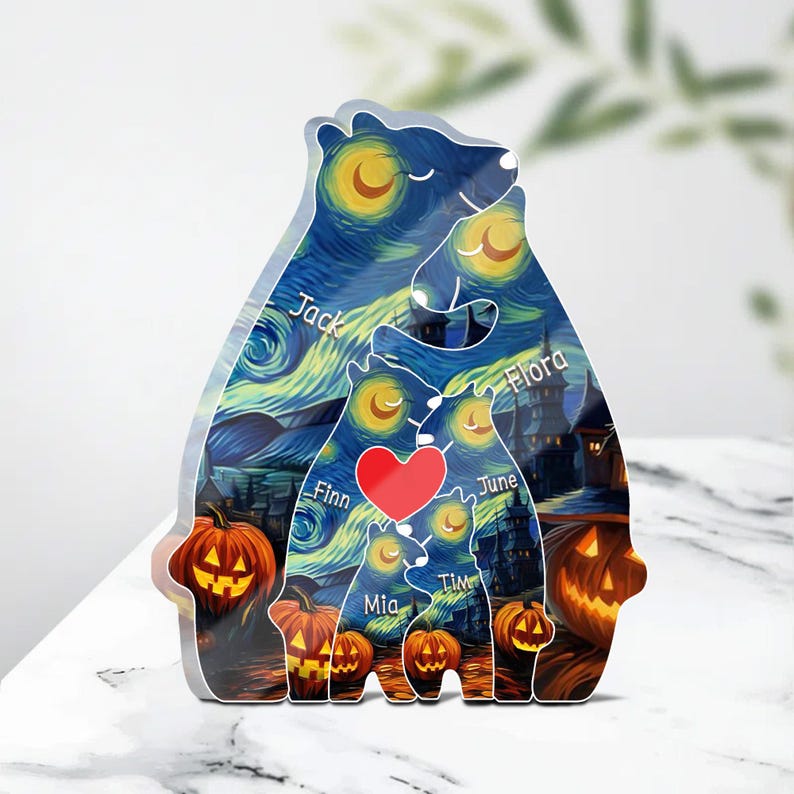 Personalized Halloween Decoration Bear Family Puzzle