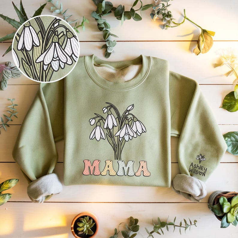 Custom Birth Month Flower Sweatshirt, Gift for Mom, Grandma