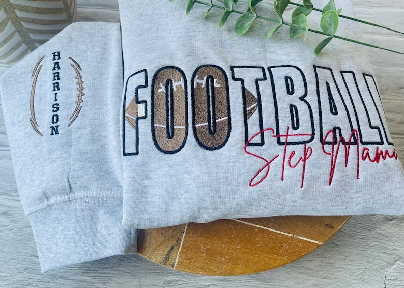 Personalized Embroidery Football Mama Sweatshirt