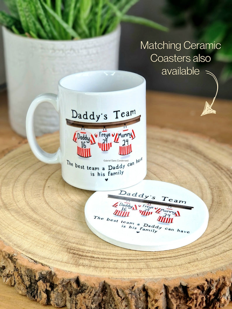 Personalised Mug for Him, Dads Football Team Mug, Birthday Gift for Daddy, Football Dad Gifts