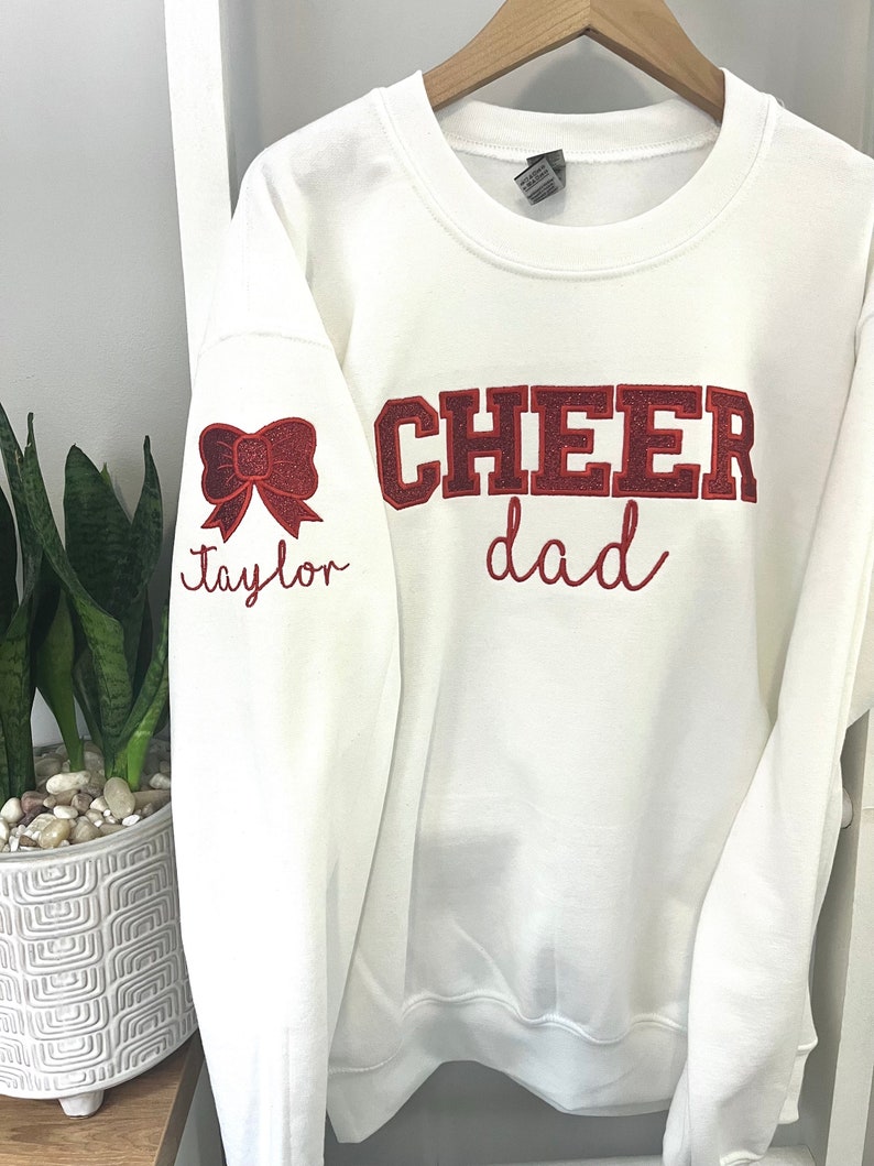 Personalized Embroidered Cheer Mom Glitter Sweatshirt