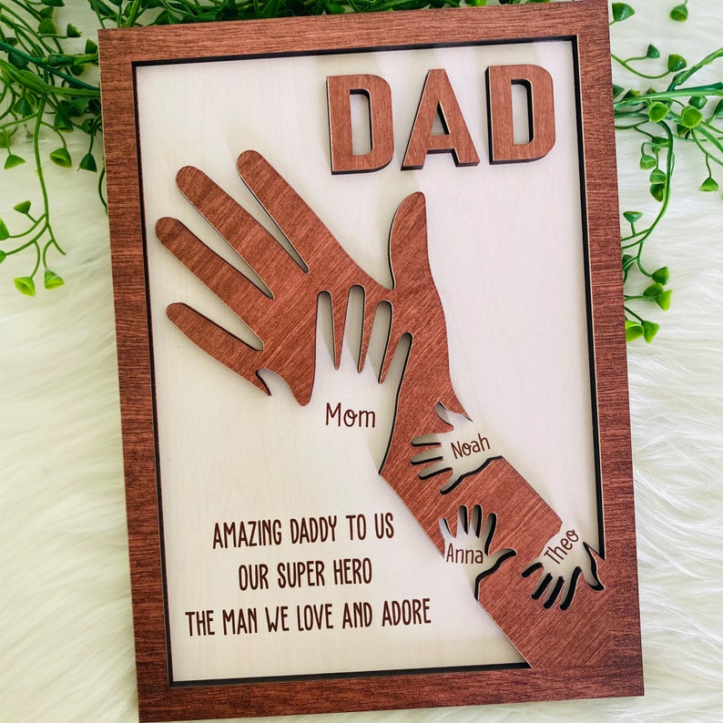 Personalized Strong Arms Fathers Day, Custom Grandpa Wooden Sign