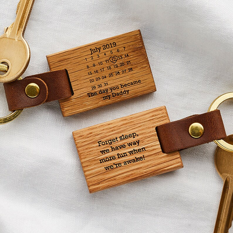 Personalised The Day You Became My Calendar Wood Keyring