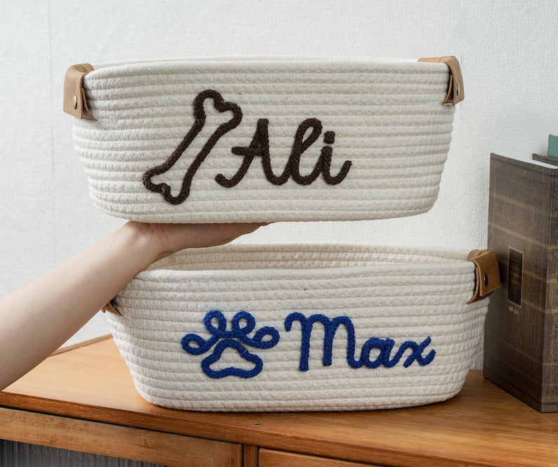 Custom Pet Toy Baseket, Personalized Puppy Basket, Pet Name Gift Toy