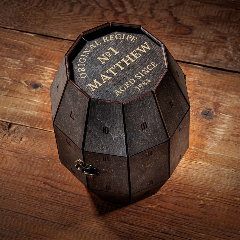 Personalized Whiskey Glasses Set in a Wooden Barrel, Fathers Day gift