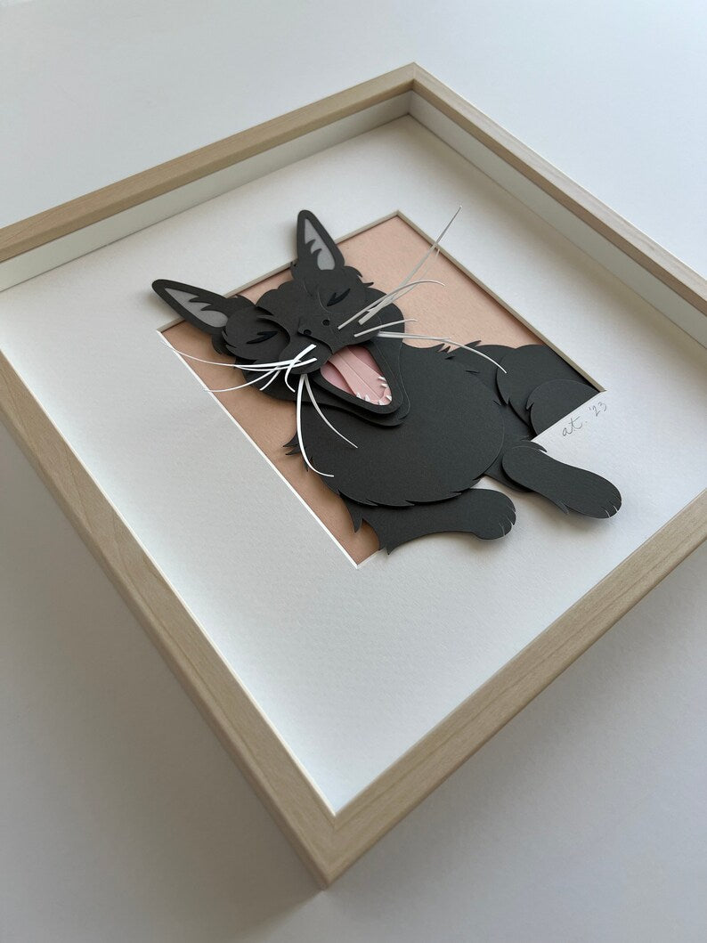 Custom Paper Pet Portrait, Birthday Gift, Cut Paper Art