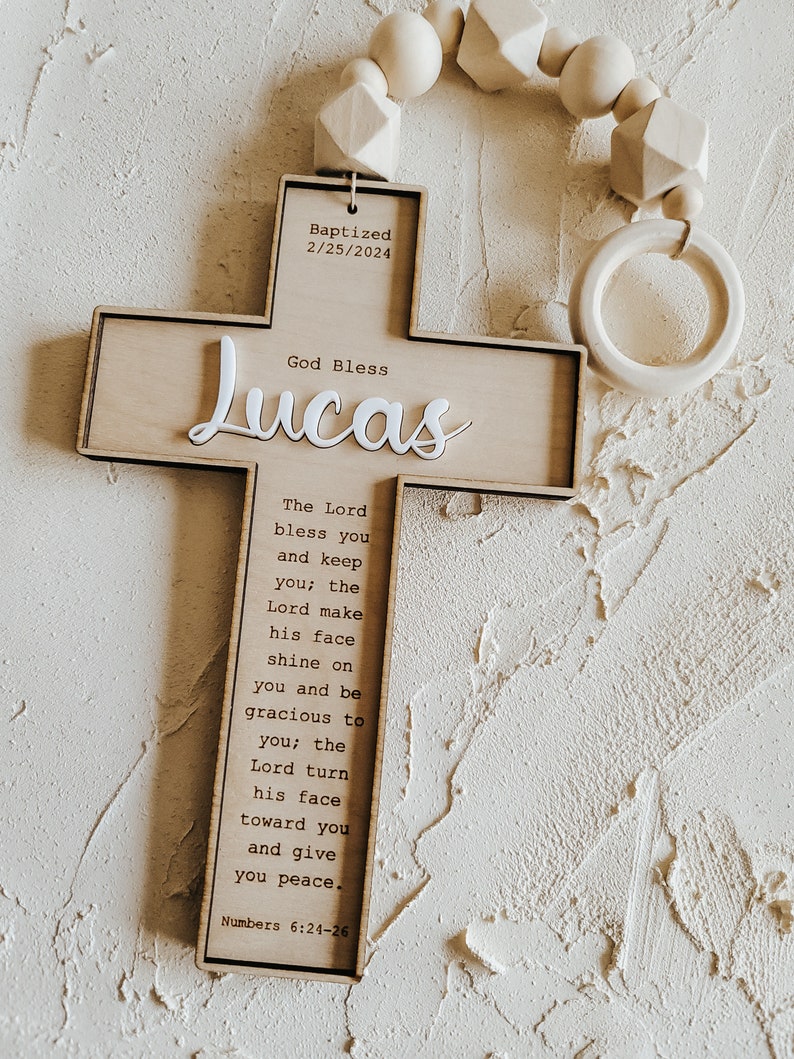 Personalized Baptism Gift, Beaded Wall Cross