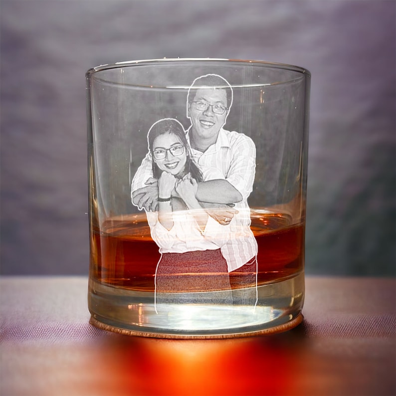 Engraved Personalized Famliy Photo Whiskey Glass