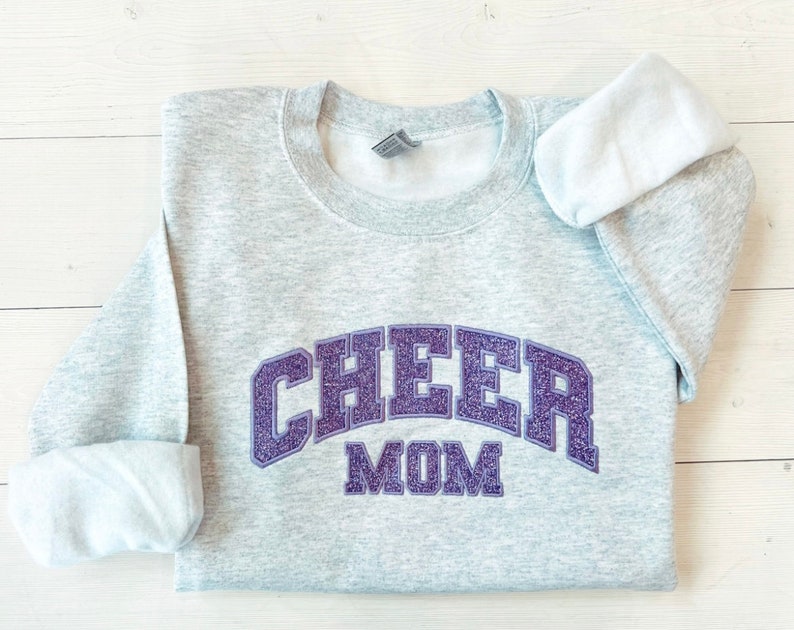 Custom Embroidered Glitter Cheer Mom Shirt