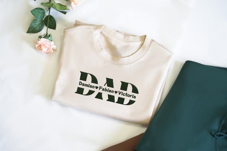 Custom DAD Embroidery Sweatshirt With Kids Name, Personalized DAD Hoodie, Father's Day Gift, Gift For Dad