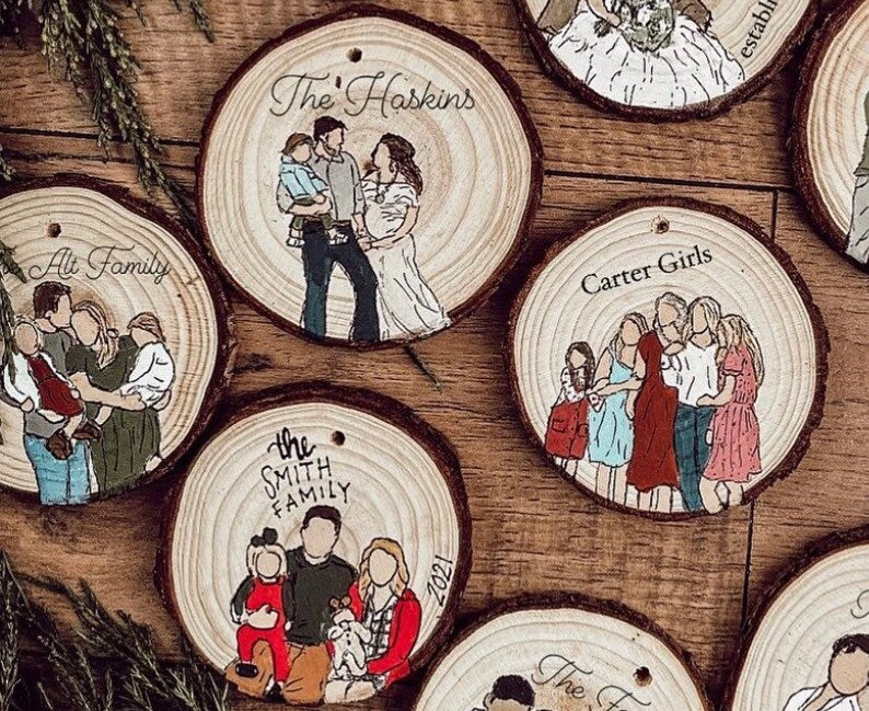 Personalized Family Portrait Christmas Ornament Gift