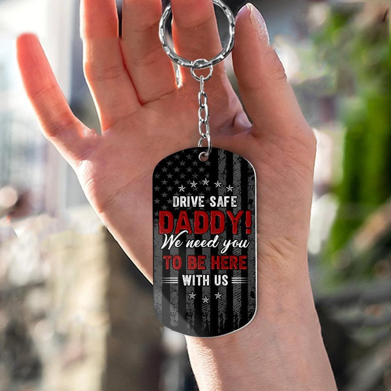 Personalized Drive Safe Daddy Key chain, Holding Dad's Hand Key chain