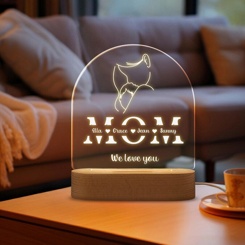 Custom Family Name Night Light for Mom,Gift for Mom