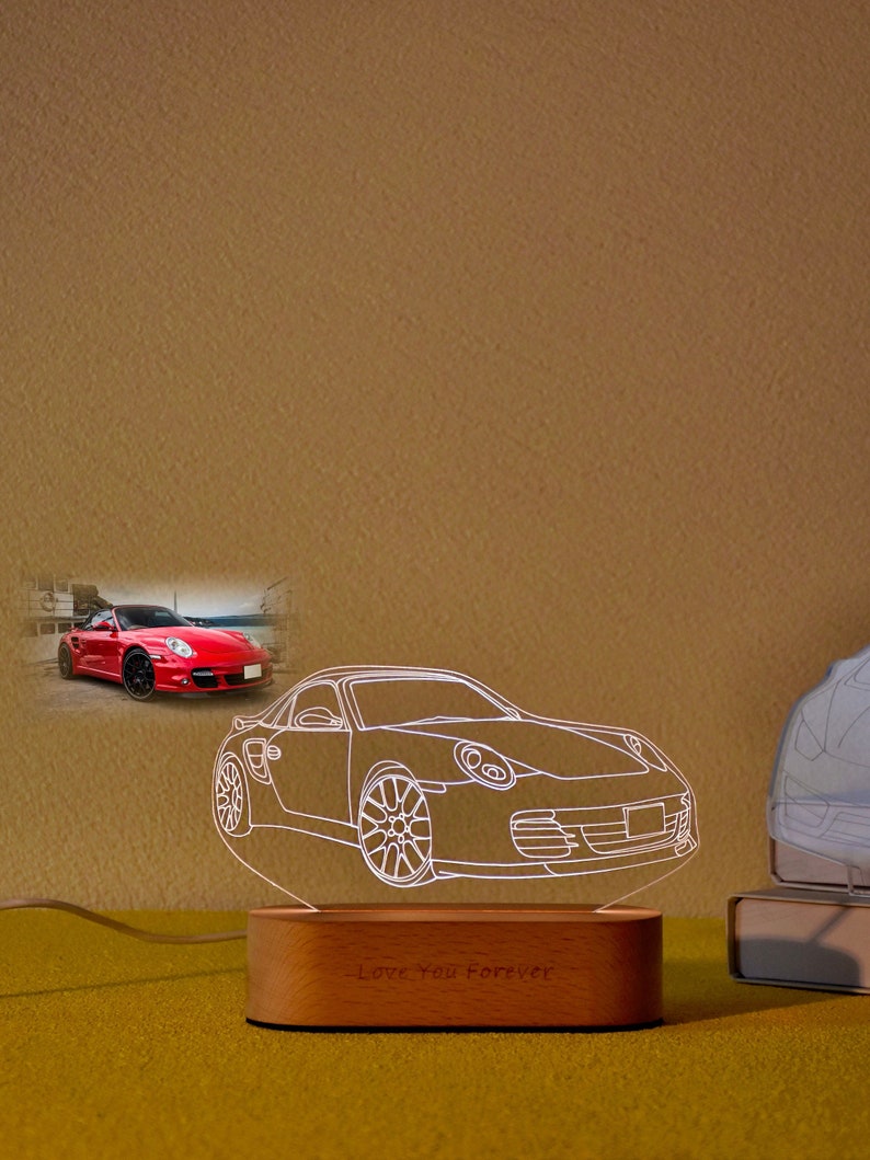 Custom 3D Car Sketch Night Light, Acrylic LED Night Light